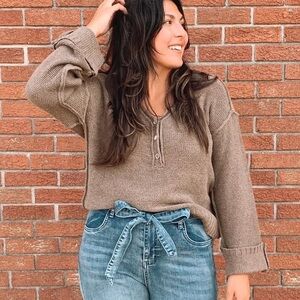NWT Vici for Entro Brown Chunky Oversized Sweater